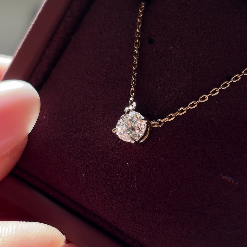 
                      
                        Load and play video in Gallery viewer, The Iris Necklace - 0.5ct Lab Diamond Round Pendant
                      
                    
