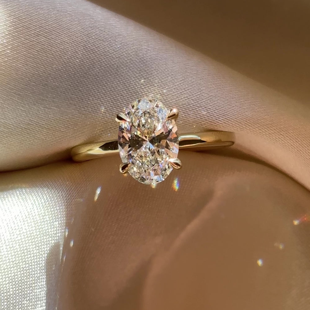 The Luise Ring - 1.58ct Lab Grown Diamond Low Set Oval Solitaire