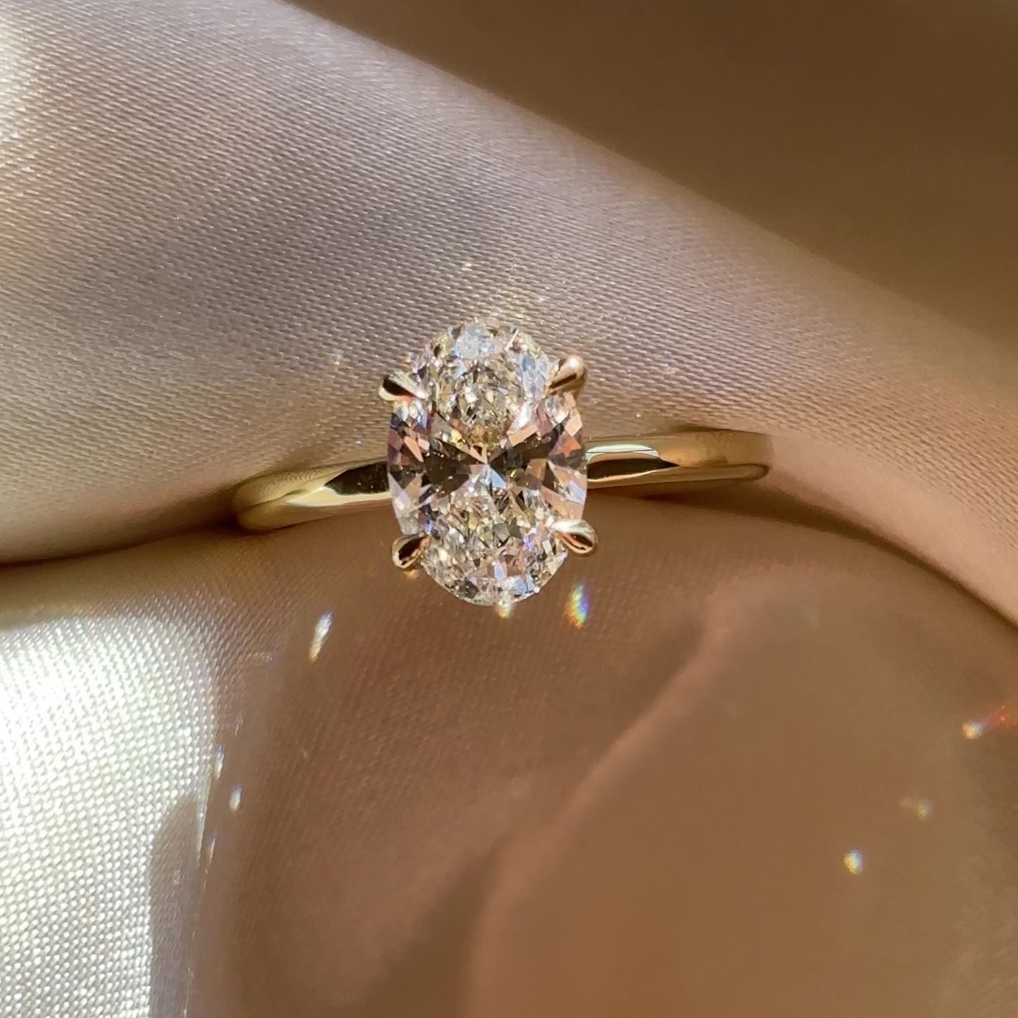 The Luise Ring - 1.58ct Lab Grown Diamond Low Set Oval Solitaire
