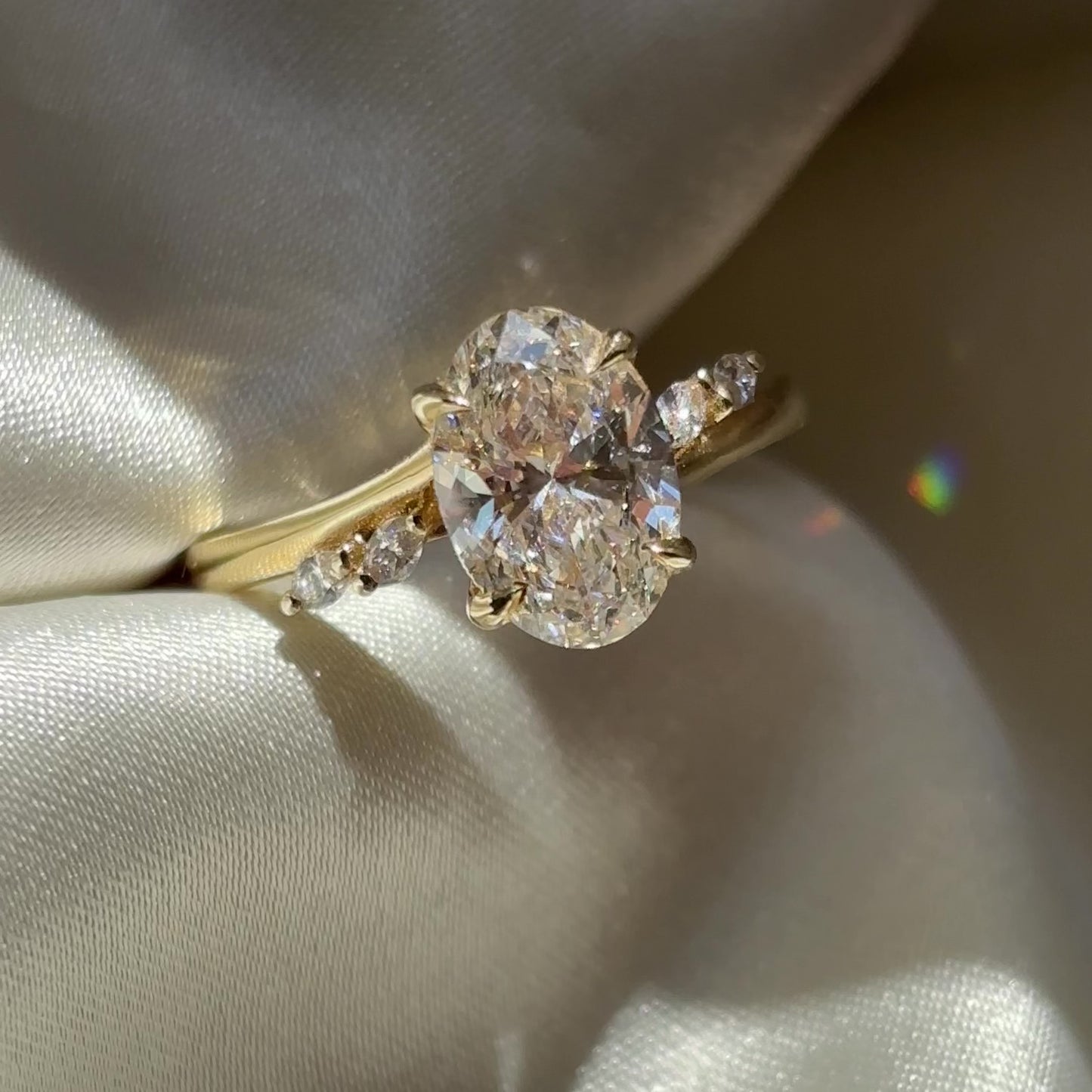 The Amira Ring™ - 1.85ct Lab Grown Diamond Oval with Marquise Accents