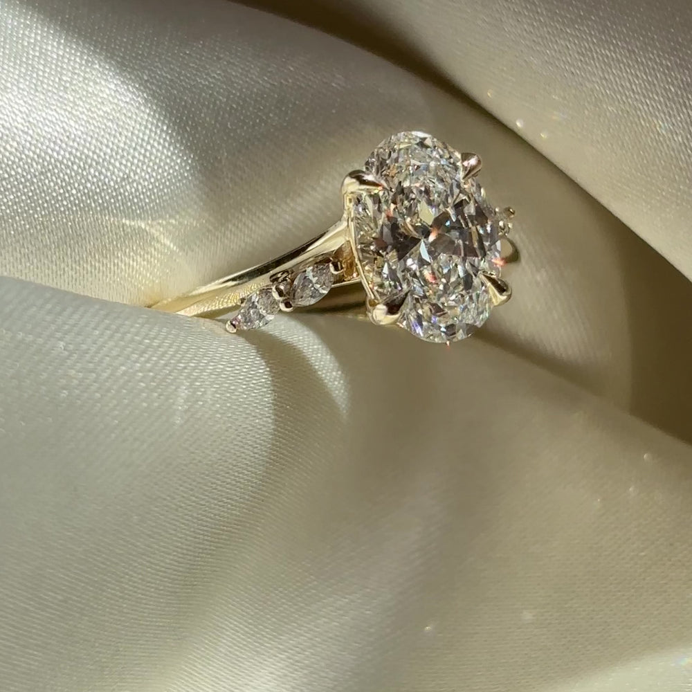 The Amira Ring™ - 2.08ct Lab Grown Diamond Oval with Marquise Accents