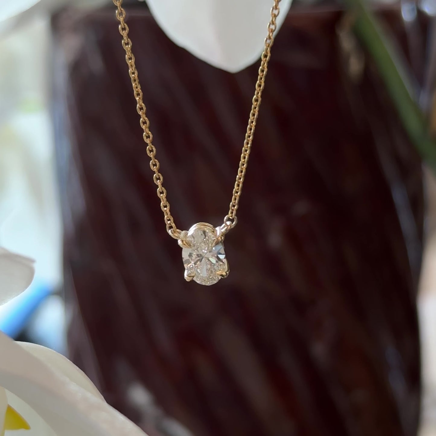 The Iris Necklace - 1.01ct Lab Diamond Oval Pendant