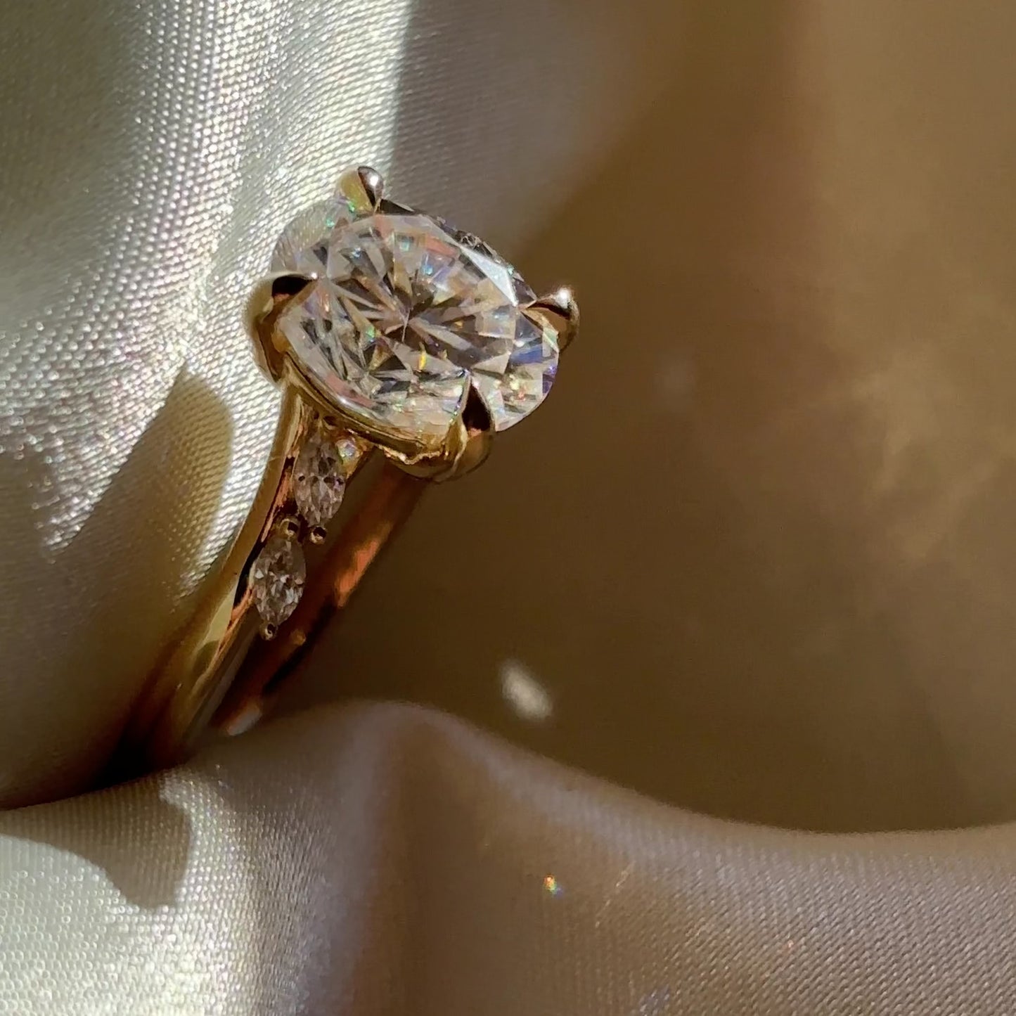The Amira Ring - 2.1ct Moissanite Oval with Marquise Accents