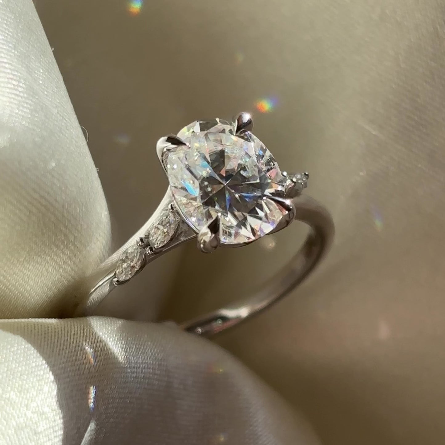 The Amira Ring - 2.1ct Moissanite Oval with Marquise Accents
