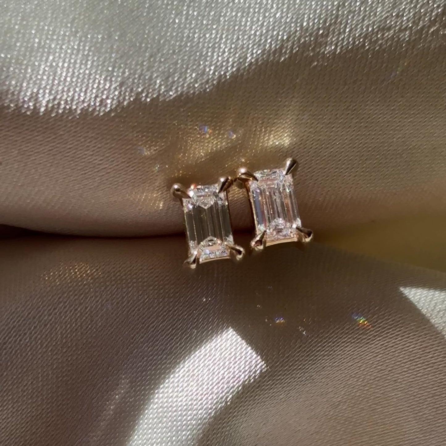 The Iris Earrings - 0.6CTTW Moissanite Emerald Studs