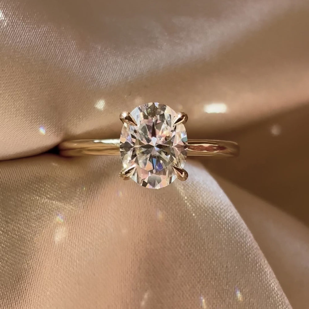 The Luise Ring - 2.1ct Moissanite Low Set Oval Solitaire