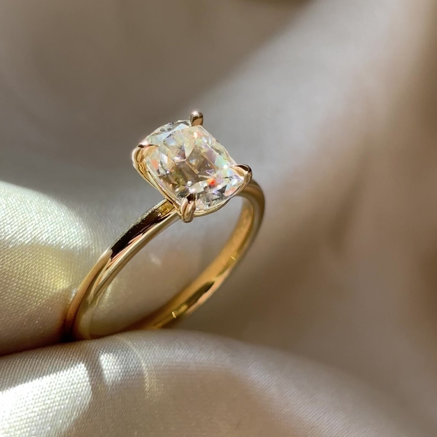 The Ophelia Ring - 1.75ct Moissanite Elongated Cushion Solitaire