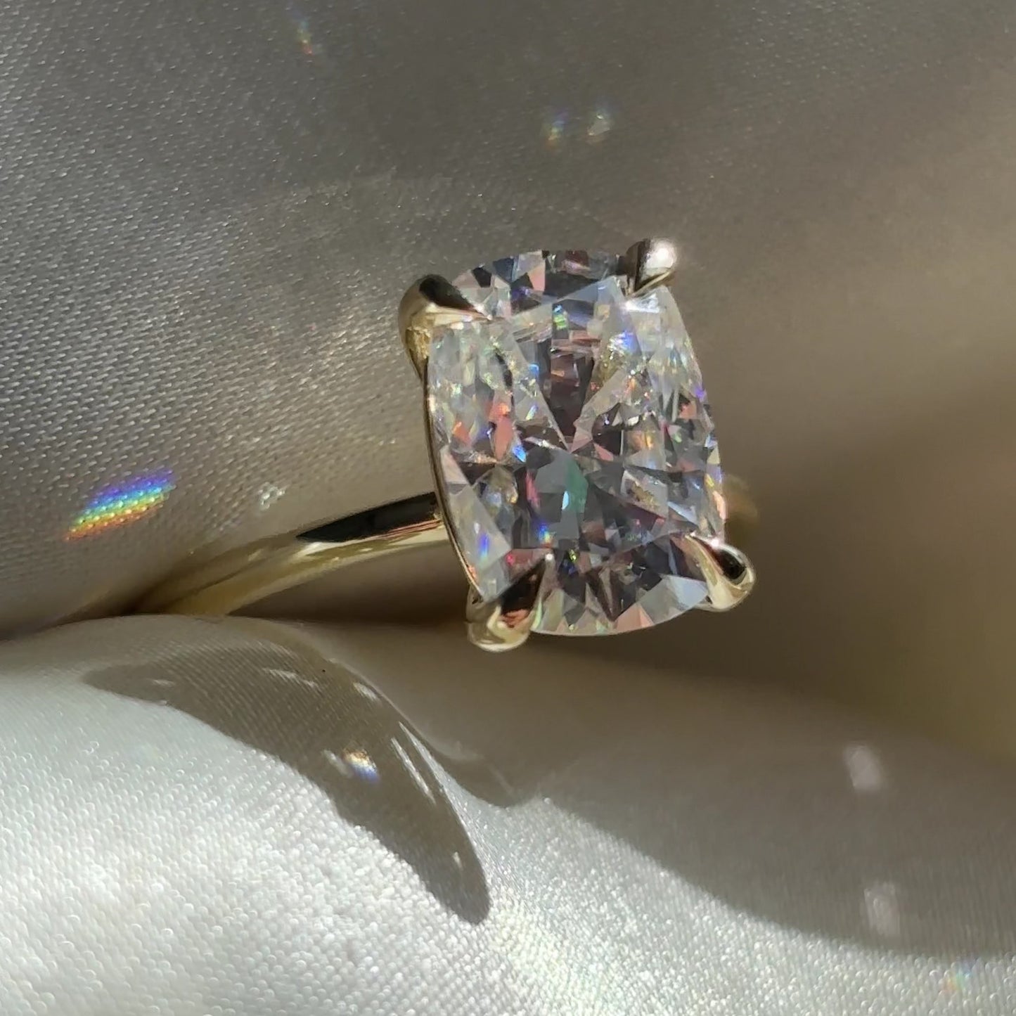 The Ophelia Ring - 4.2ct Moissanite Elongated Cushion Solitaire