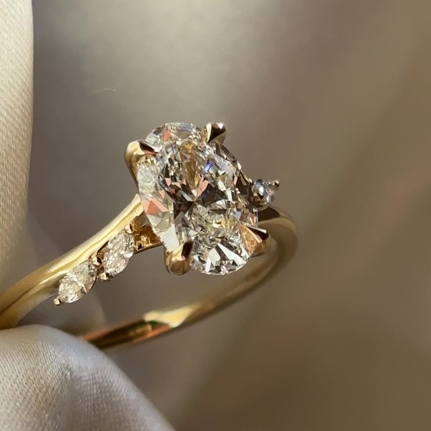 The Amira Ring™ - 1.51ct Lab Diamond Oval with Marquise Accents