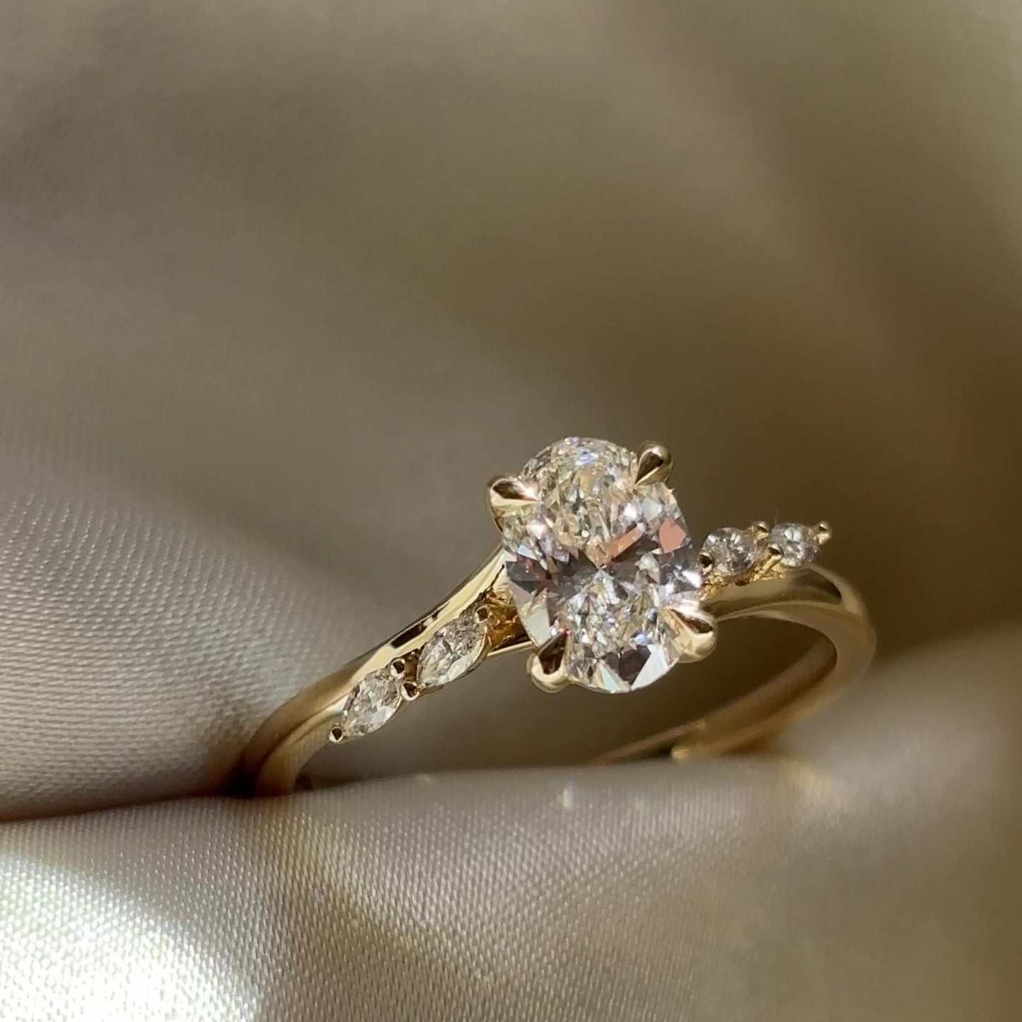 The Amira Ring™- 1.05ct Lab Diamond Oval with Marquise Accents