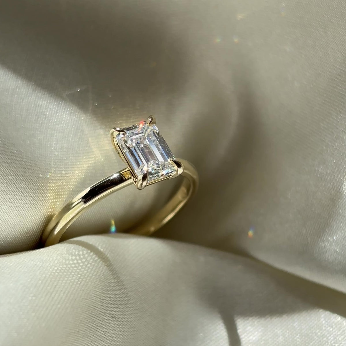 The Audrey Ring - 1.07ct Lab Diamond Emerald Solitaire