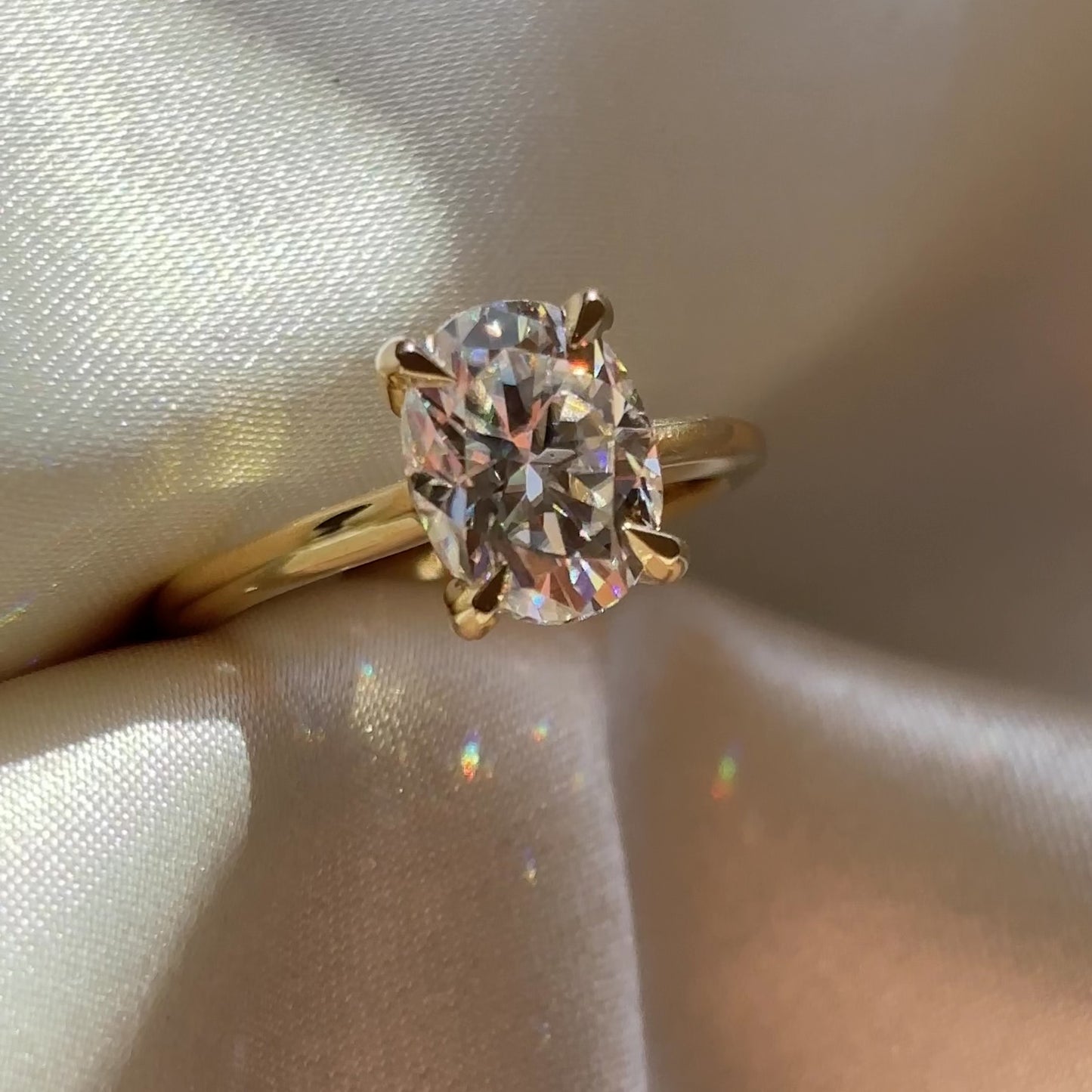 The Luise Ring - 2.1ct Moissanite Low Set Oval Solitaire