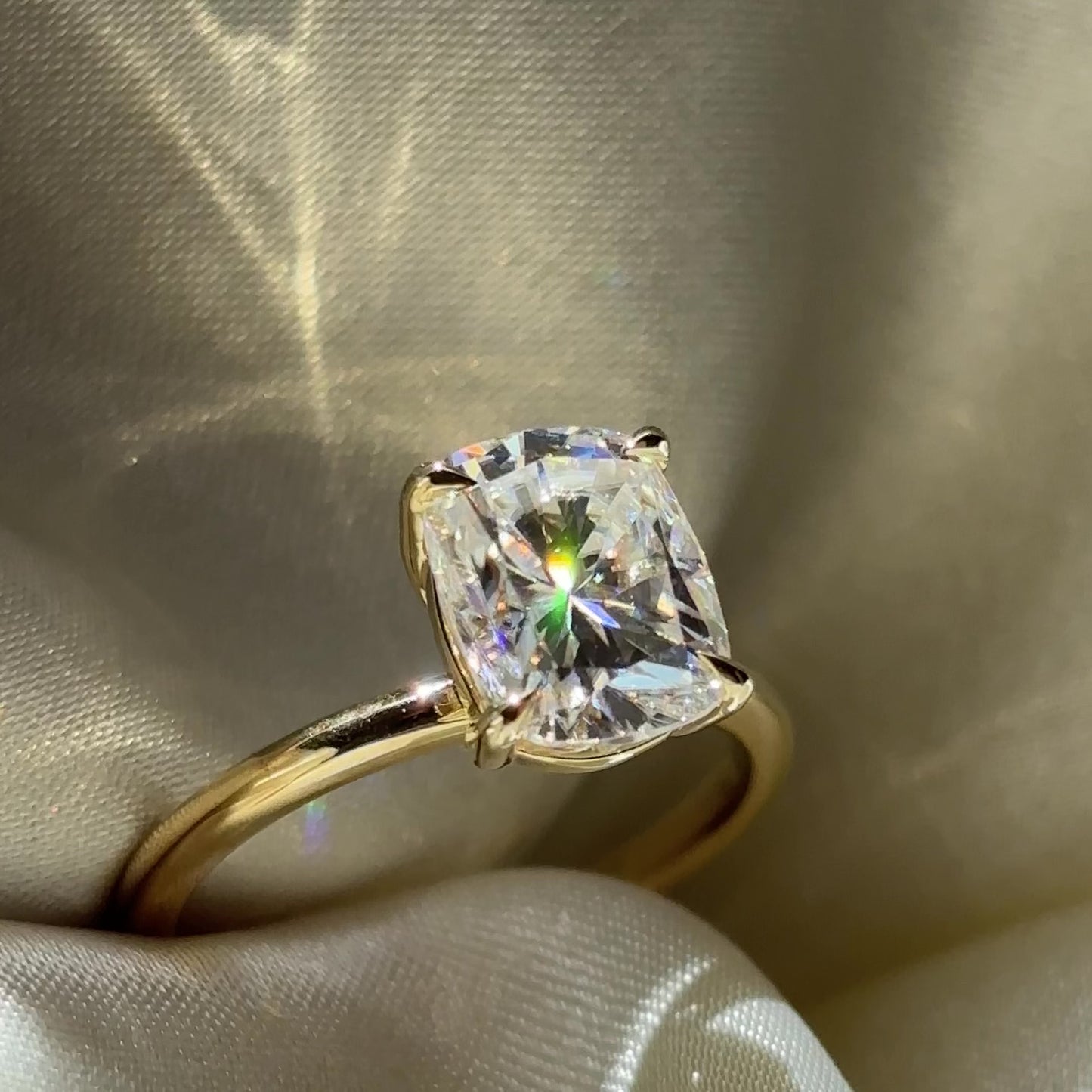 The Ophelia Ring - 2.4ct Moissanite Elongated Cushion Solitaire