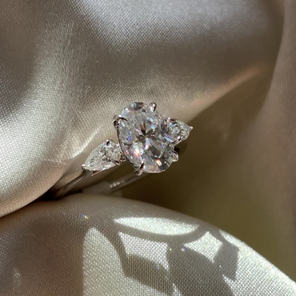The Florence Ring - 1.8ct Moissanite Oval & Pear Trilogy