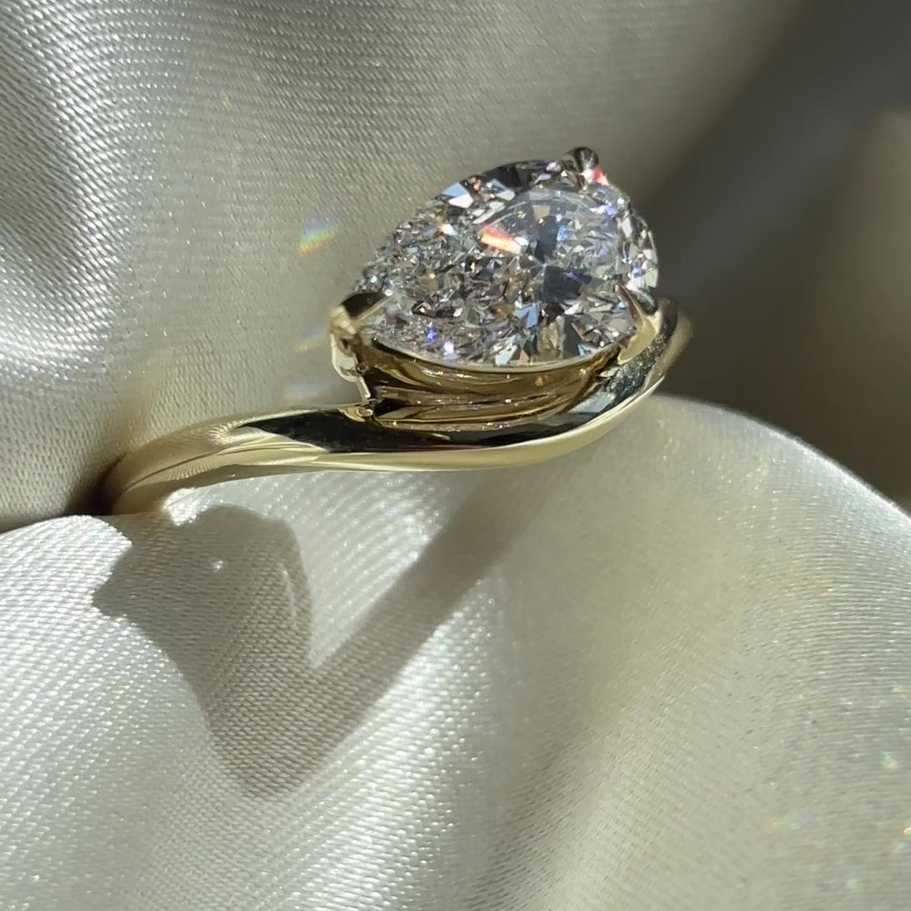 The Maya Ring - 1.54ct Lab Diamond Pear Curved Solitaire