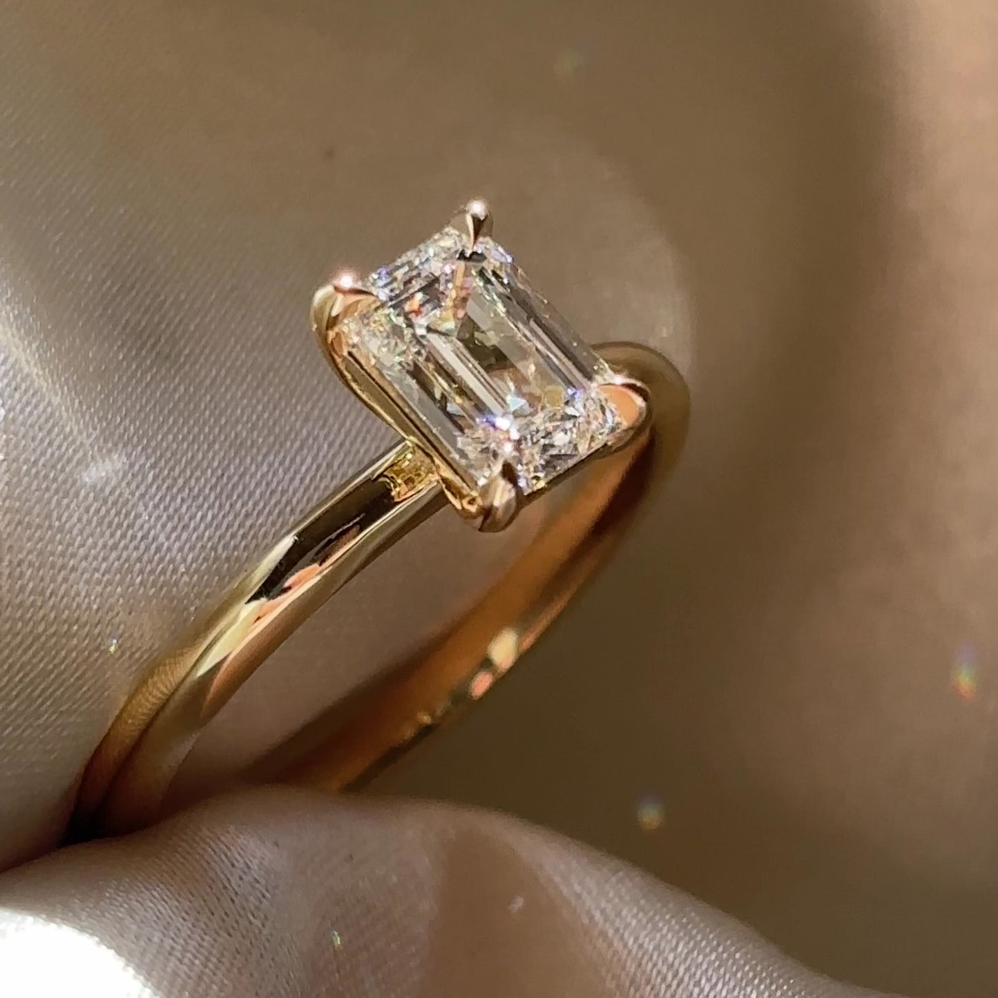 The Audrey Ring - 1.01ct Lab Diamond Emerald Solitaire