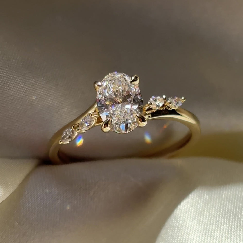 The Amira Ring™- 1.04ct Lab Grown Diamond Oval with Marquise Accents