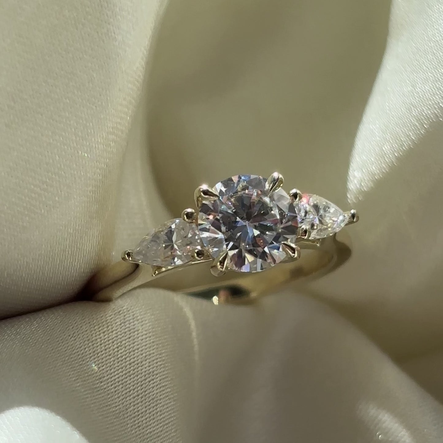 The Florence Ring - 1ct Moissanite Round & Pear Trilogy