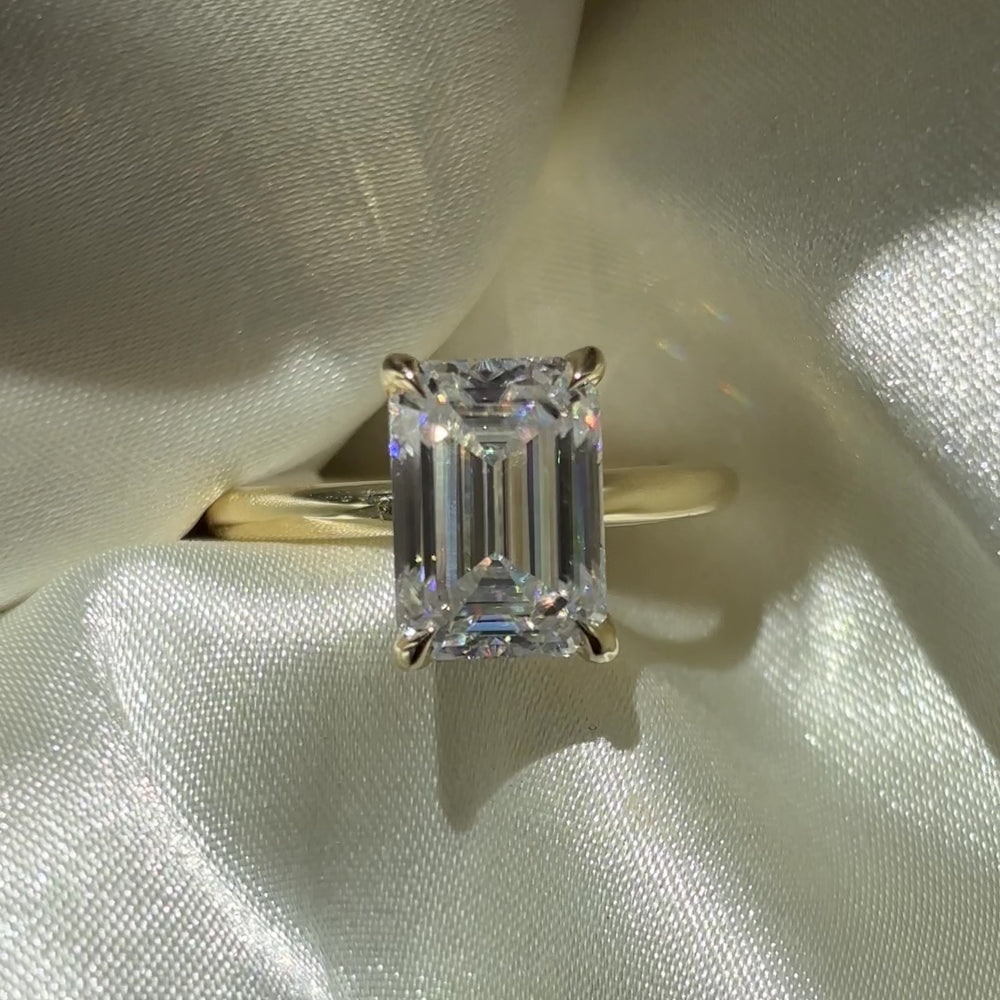 The Audrey Ring - 3.5ct Moissanite Emerald Solitaire