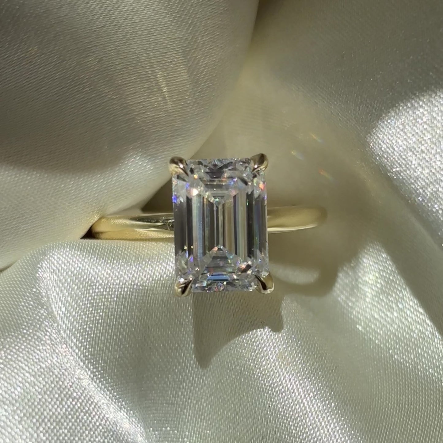 The Audrey Ring - 3.5ct Moissanite Emerald Solitaire