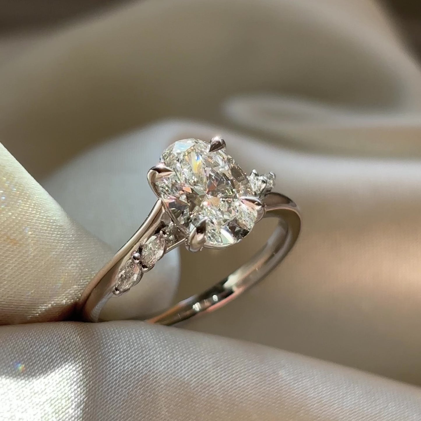 The Amira Ring™ - 1.55ct Lab Diamond Oval with Marquise Accents