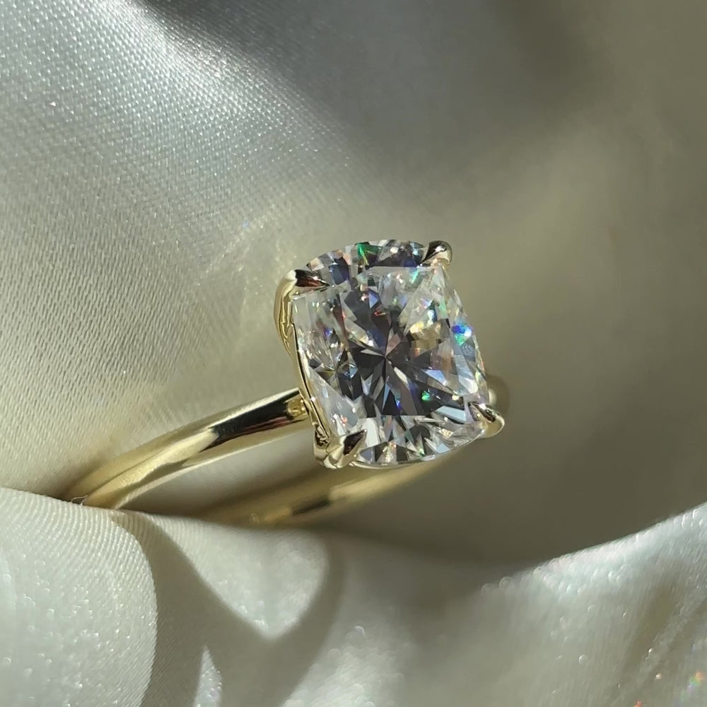 The Ophelia Ring - 2.4ct Moissanite Elongated Cushion Solitaire