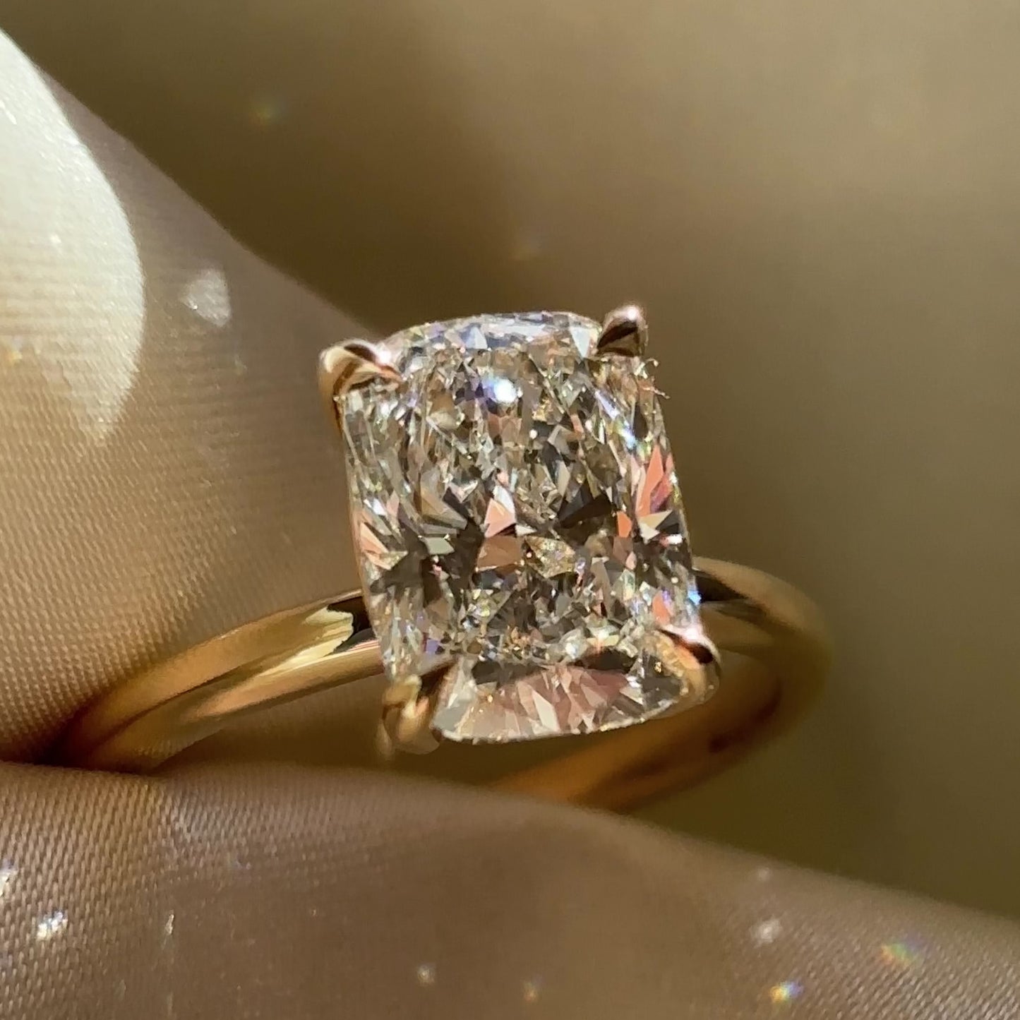 The Ophelia Ring - 3.02ct Lab Grown Diamond Elongated Cushion Solitaire