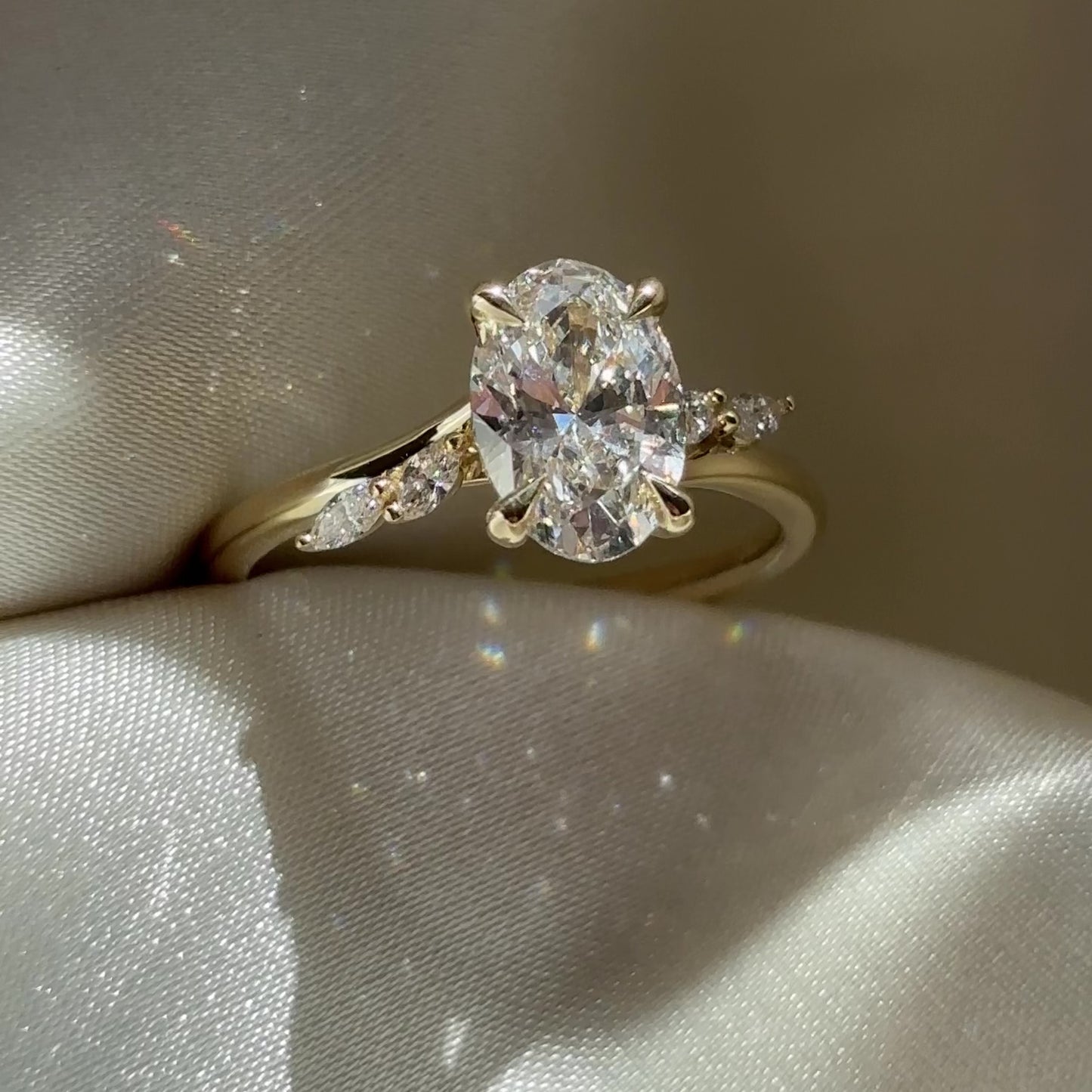 The Amira Ring™ - 1.57ct Lab Grown Diamond Oval with Marquise Accents