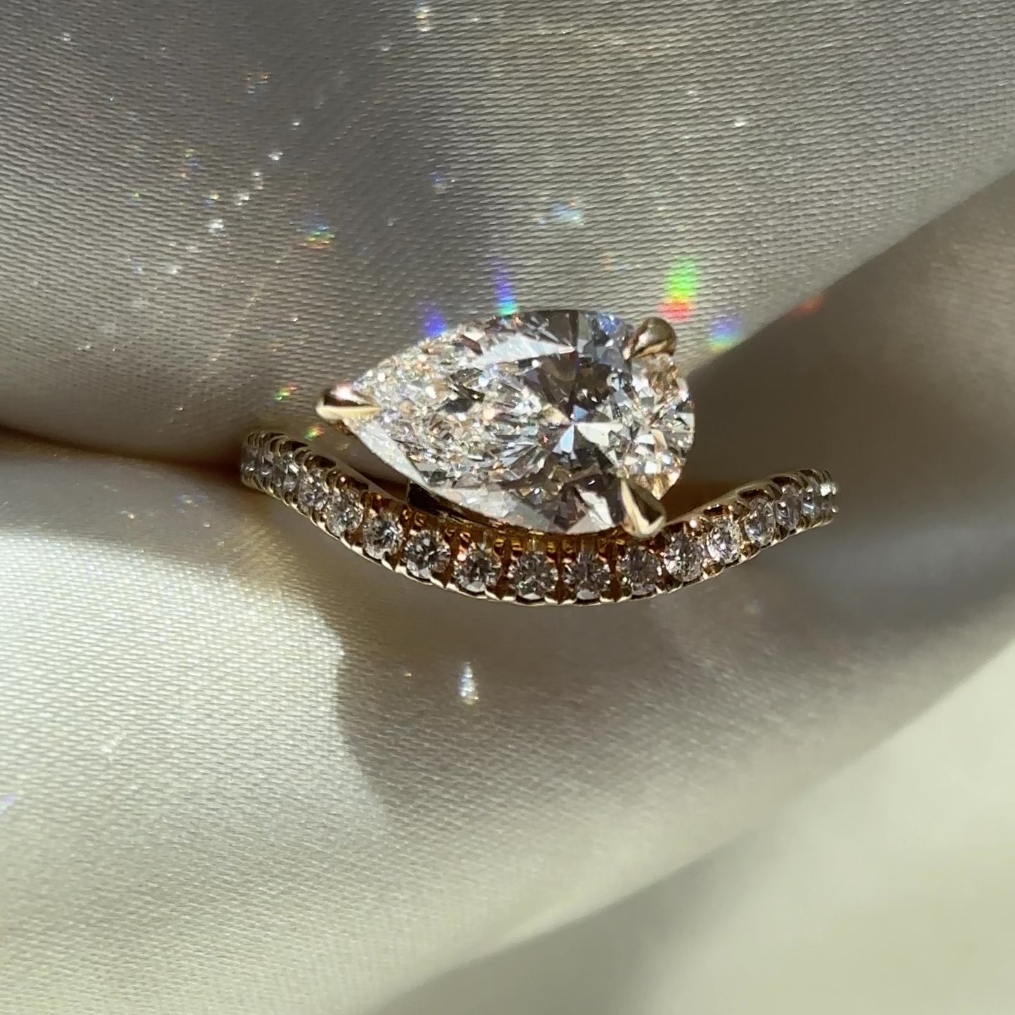 The Maya Ring - 1.91ct Lab Diamond Pear Curved Solitaire