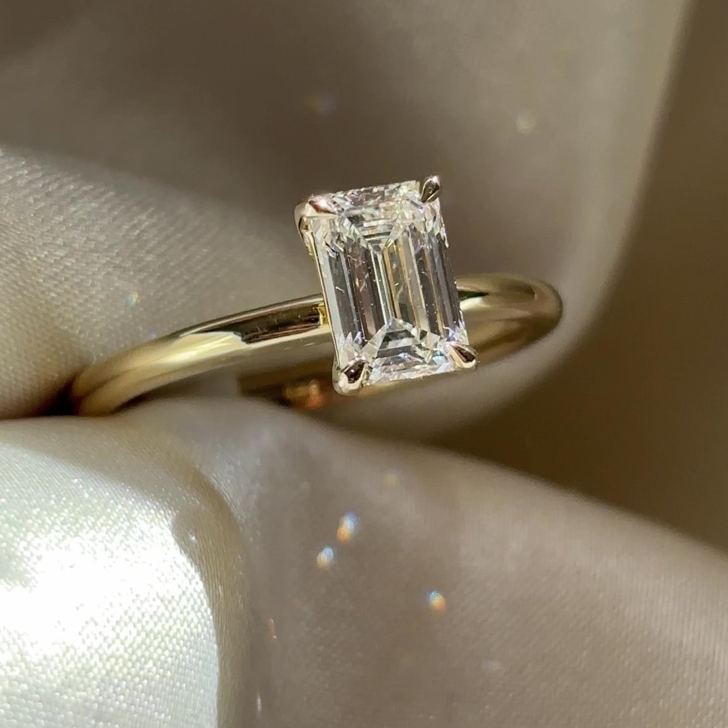 The Audrey Ring - 1.02ct Lab Grown Emerald Solitaire