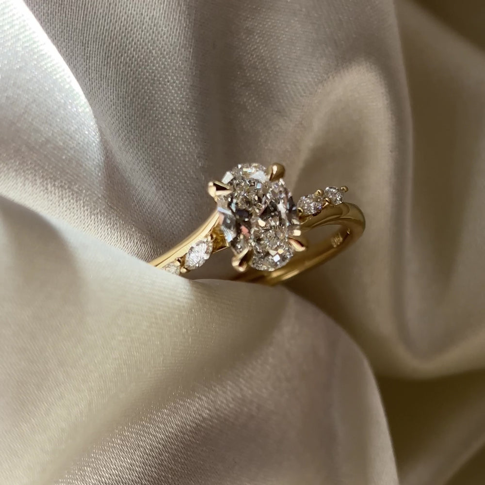 The Amira Ring - 1.07ct Lab Grown Diamond Oval with Marquise Accents