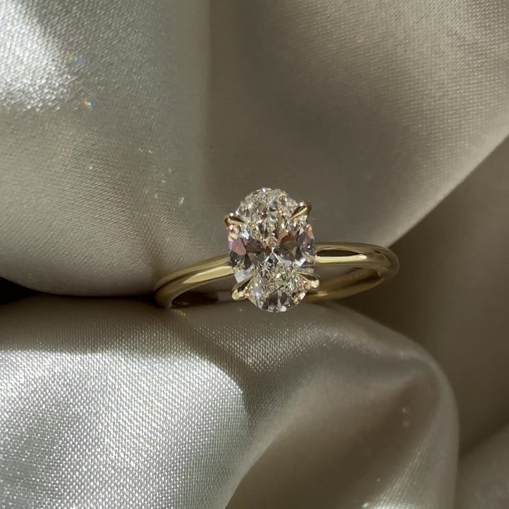 
                      
                        Load and play video in Gallery viewer, The Luise Ring - 1.57ct Lab Grown Diamond Low Set Oval Solitaire
                      
                    