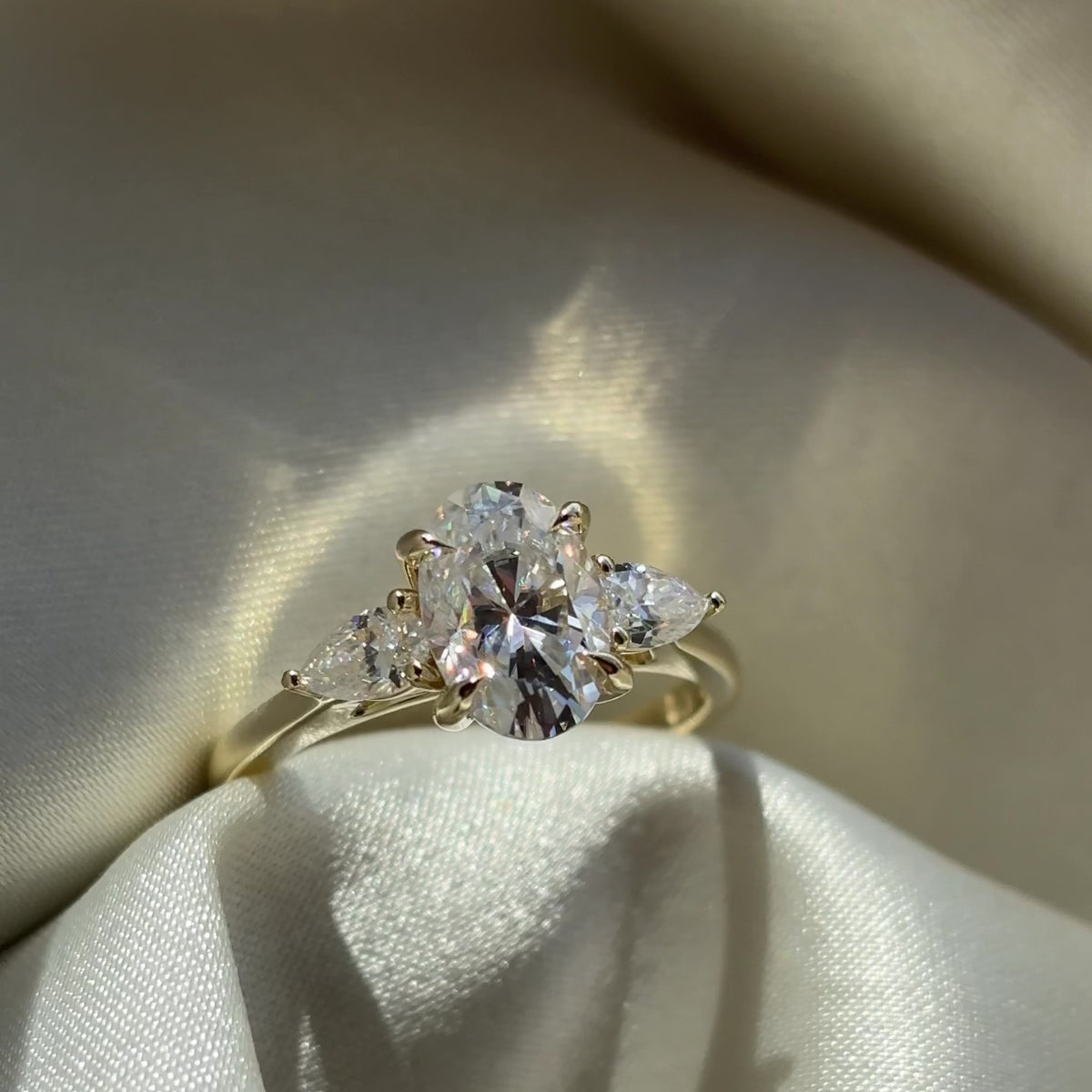 The Florence Ring - 1.8ct Moissanite Oval and Pear Trilogy