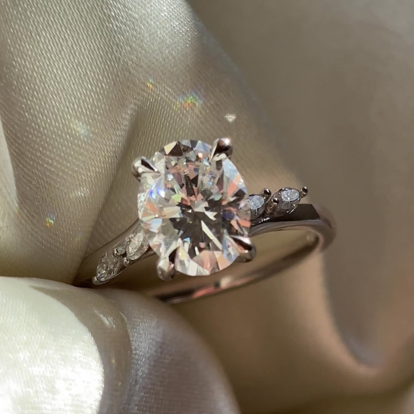 The Amira Ring - 2.1ct Moissanite Oval with Marquise Accents