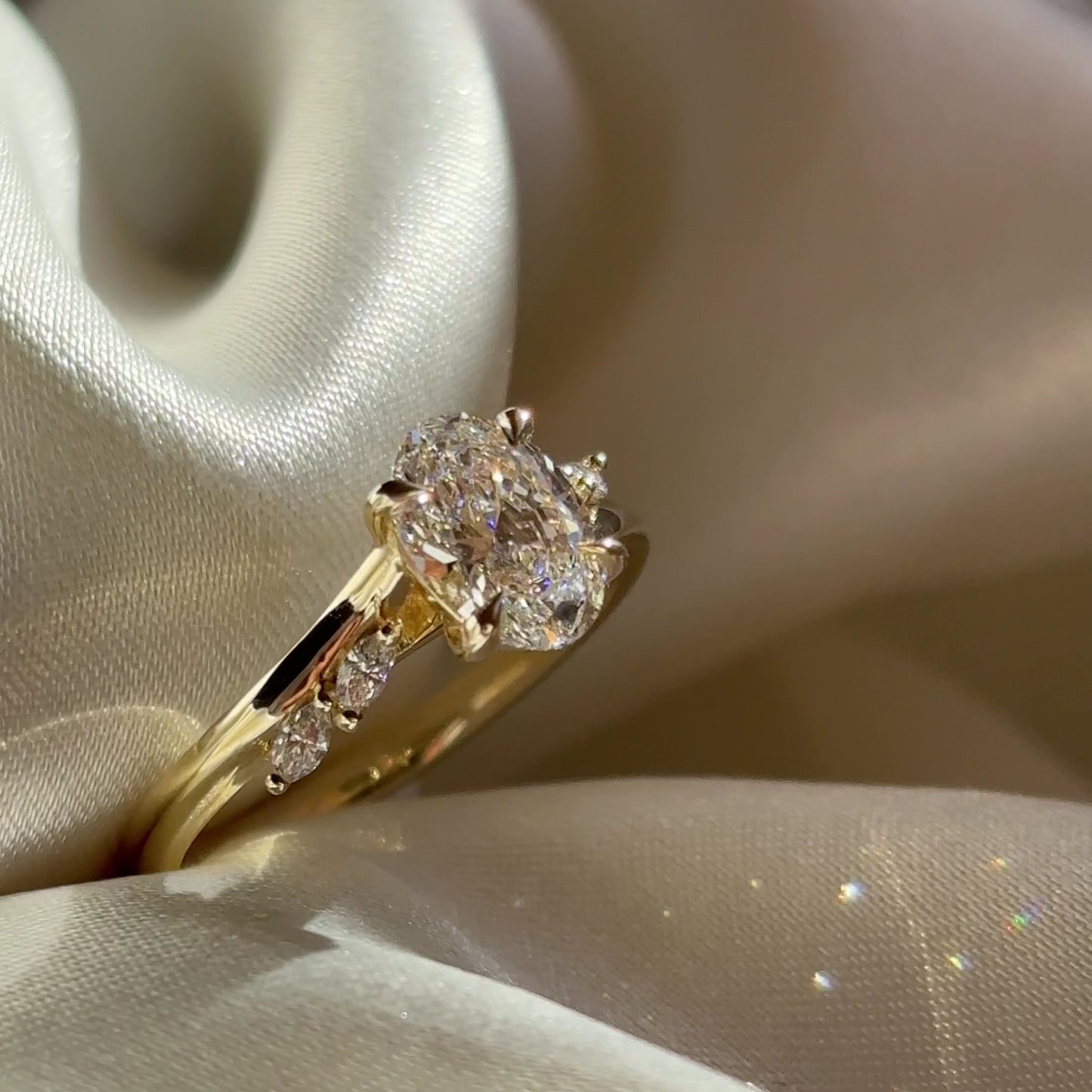 The Amira Ring™ - 1.04ct Lab Diamond Oval with Marquise Accents