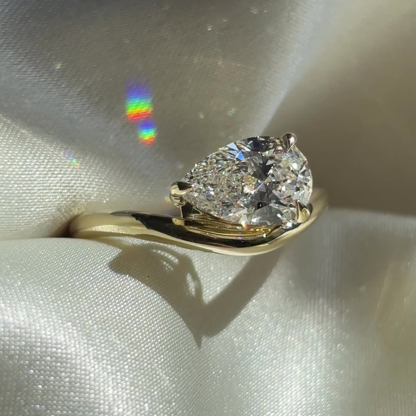 The Maya Ring - 1.53ct Lab Diamond Pear Curved Solitaire