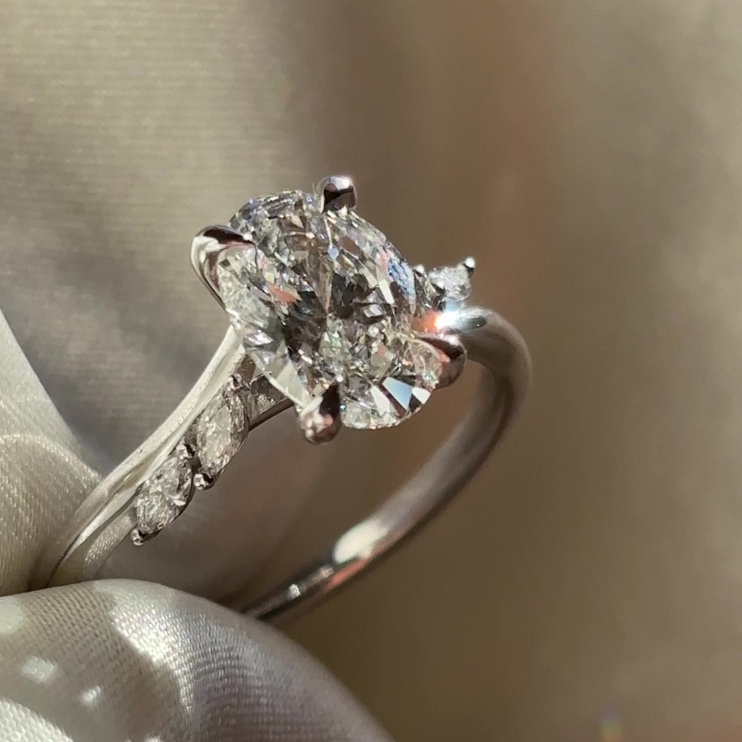 The Amira Ring™ - 1.54ct Lab Diamond Oval with Marquise Accents