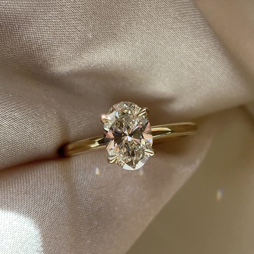 
                      
                        Load and play video in Gallery viewer, The Luise Ring - 1.51ct Lab Grown Diamond Oval Solitaire
                      
                    
