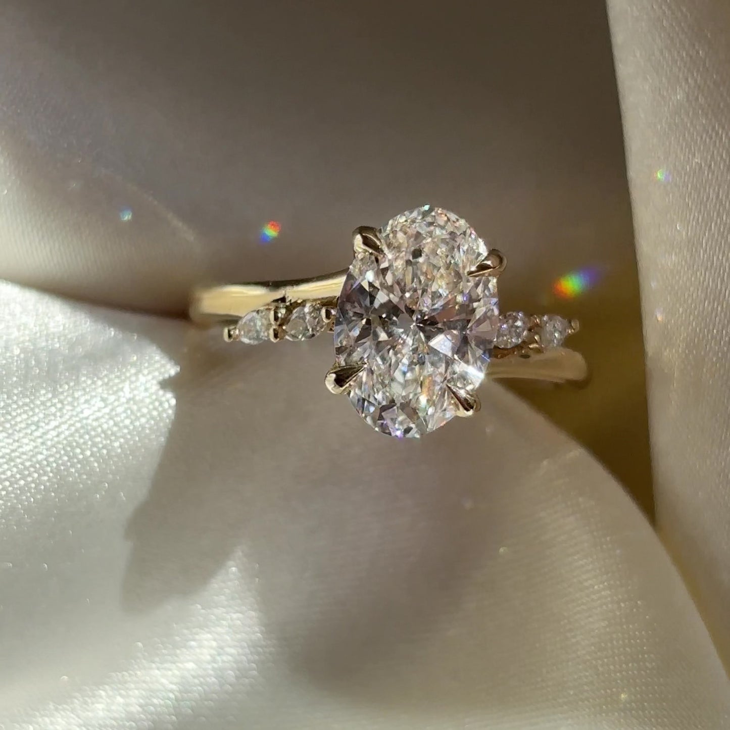 The Amira Ring™ - 2.08ct Lab Grown Diamond Oval with Marquise Accents