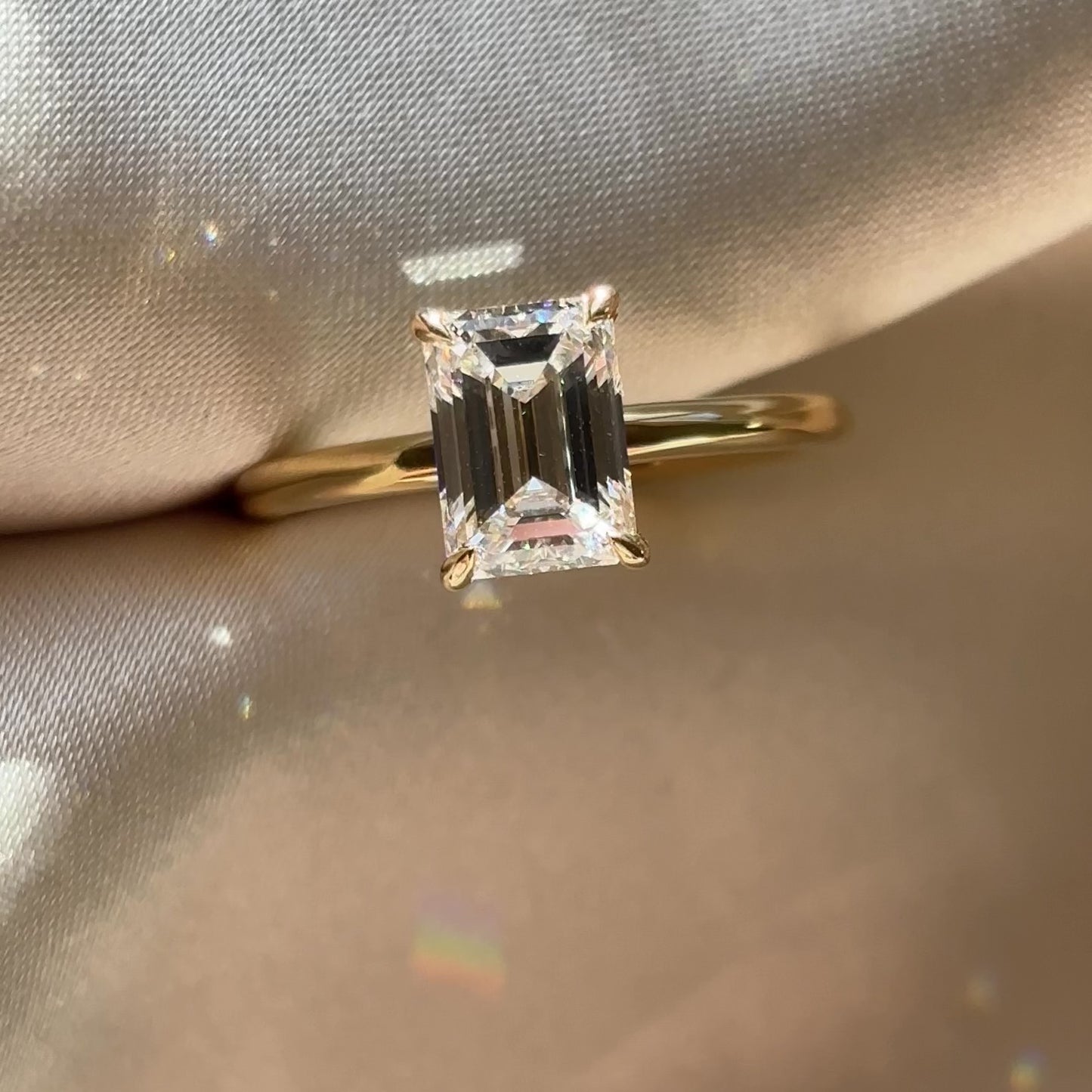 The Audrey Ring - 1.56ct Lab Grown Diamond Emerald Solitaire with Hidden Halo