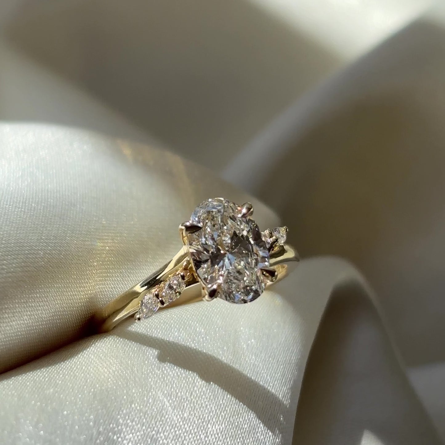 The Amira Ring™ - 1.54ct Lab Diamond Oval with Marquise Accents