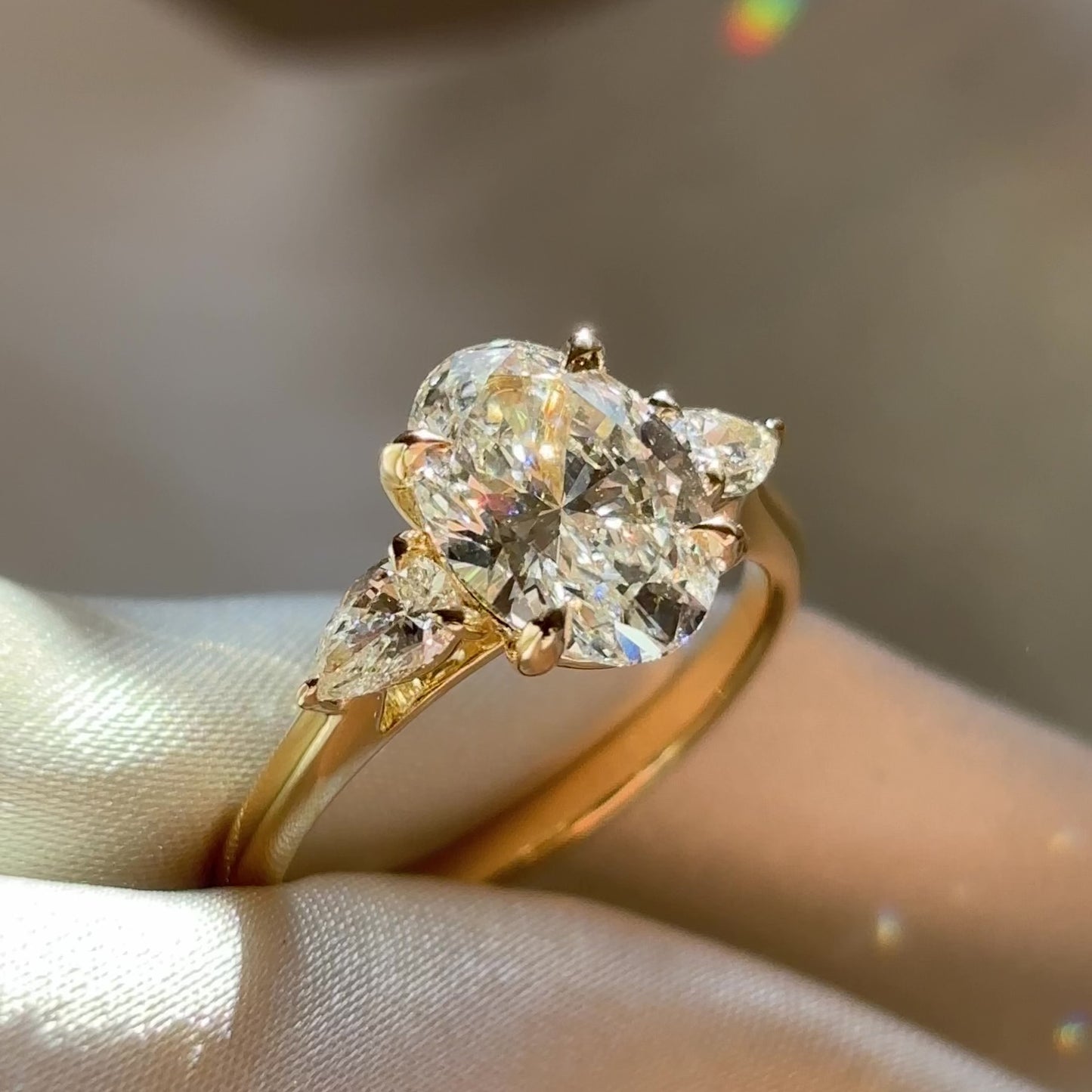 The Florence Ring - 2.10ct Lab Grown Diamond Oval & Pear Trilogy