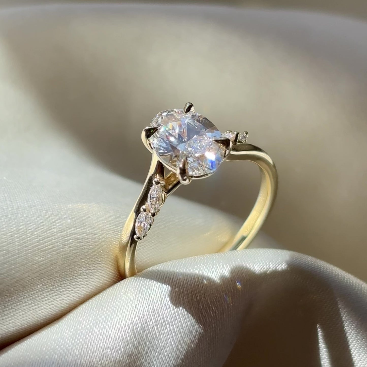 The Amira Ring™ - 1.50ct Lab Diamond Oval with Marquise Accents