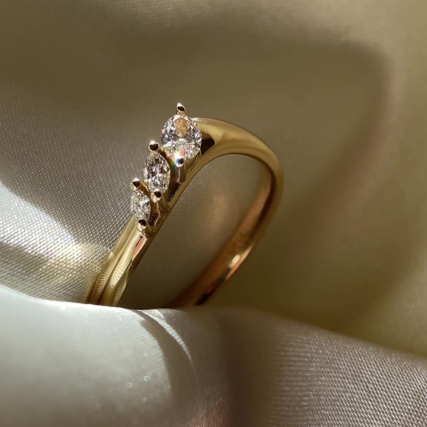 The Eve Ring - Lab Diamond Curved Marquise Wedding Ring