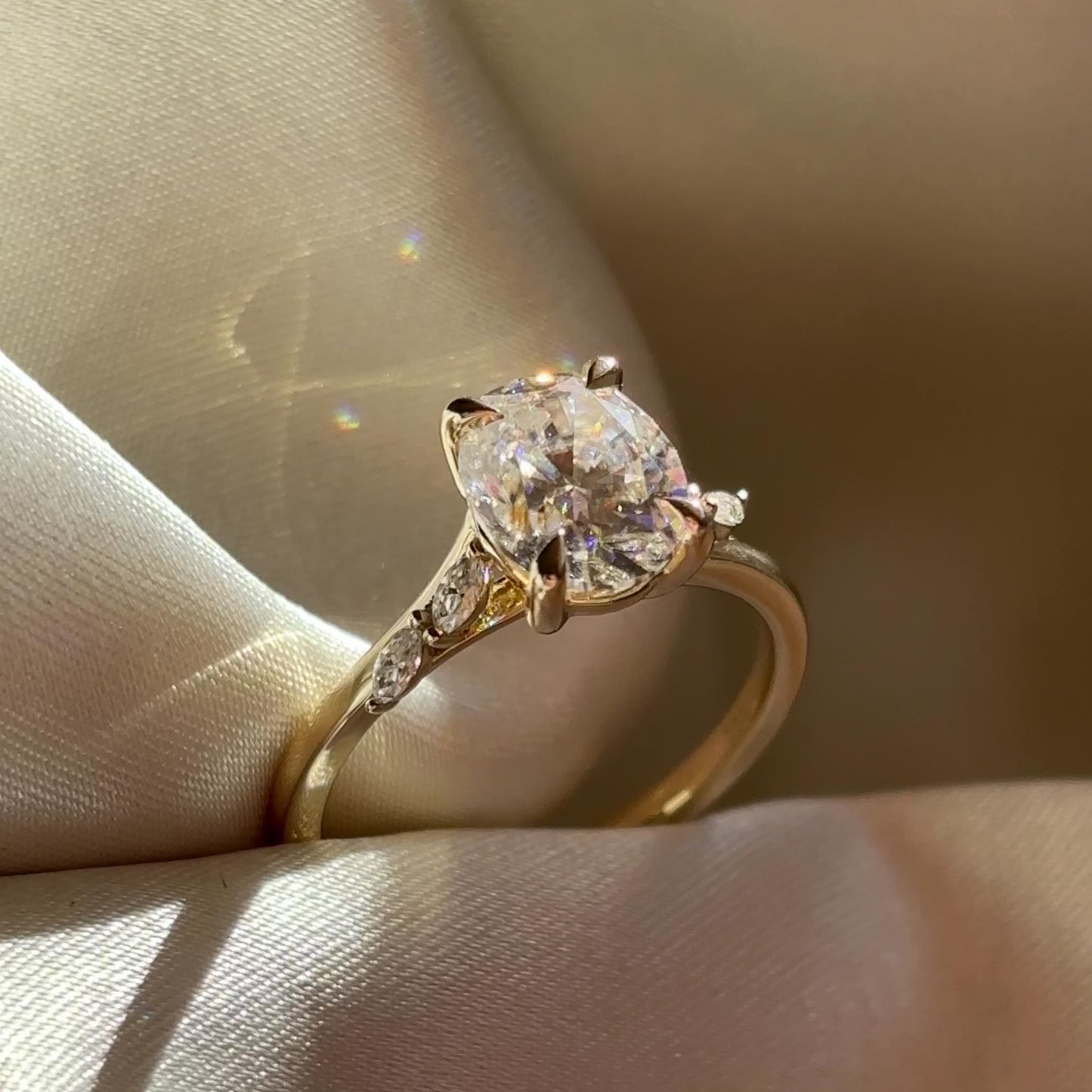 The Amira Ring - 2.1ct Moissanite Oval with Marquise Accents