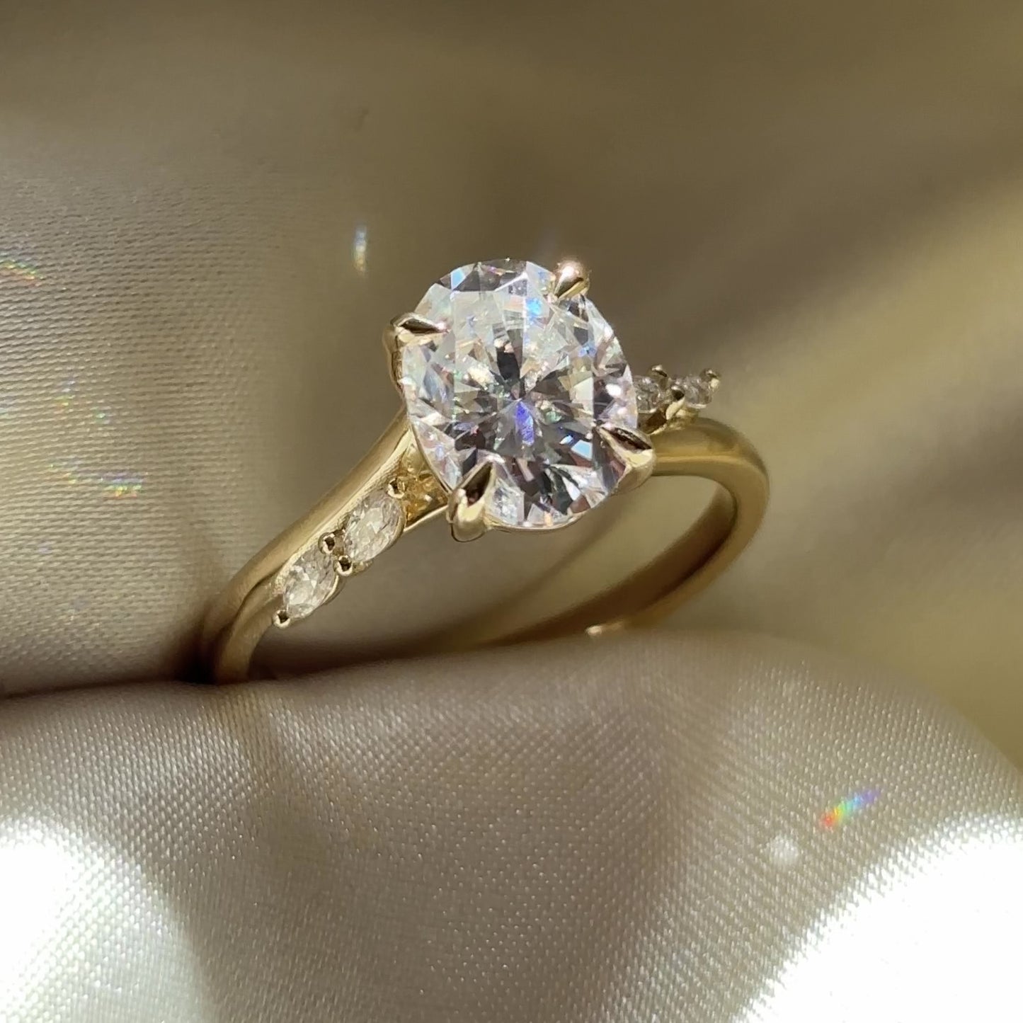 The Amira Ring™ - 2.1ct Moissanite Oval with Marquise Accents