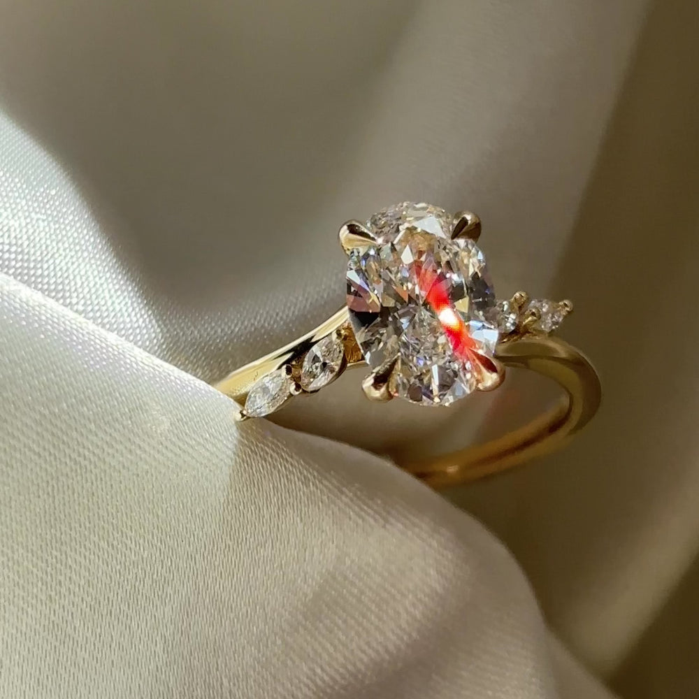 The Amira Ring™ - 1.53ct Lab Grown Diamond Oval with Marquise Accents