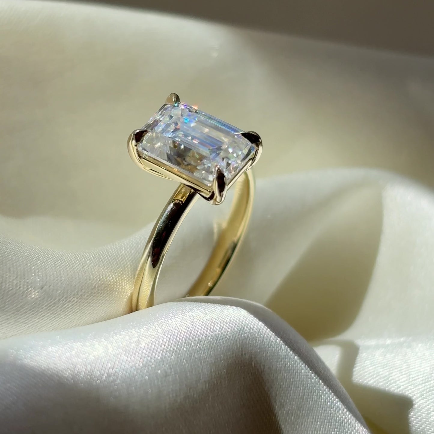 The Audrey Ring - 3.5ct Moissanite Emerald Solitaire
