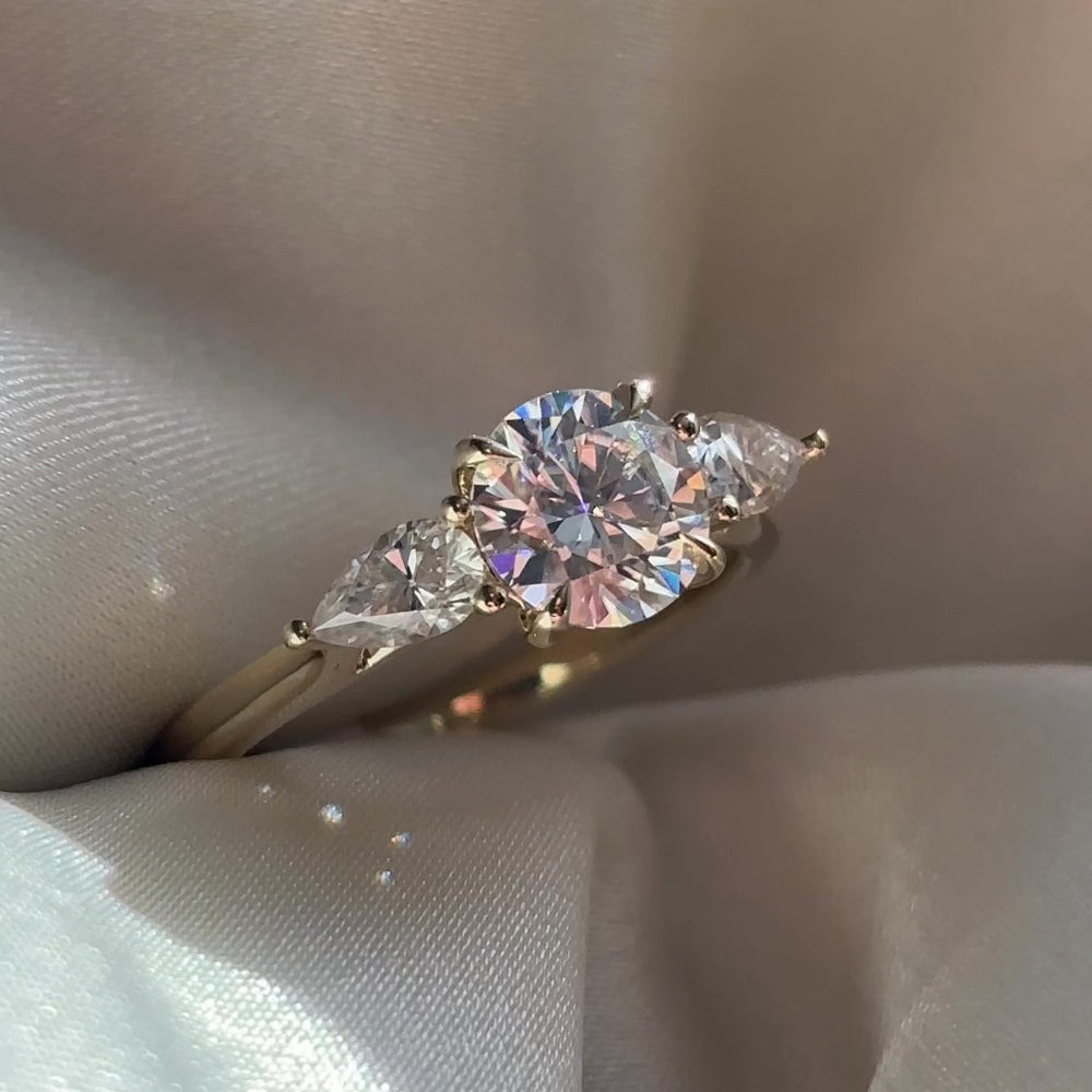The Florence Ring - 1ct Moissanite Round & Pear Trilogy