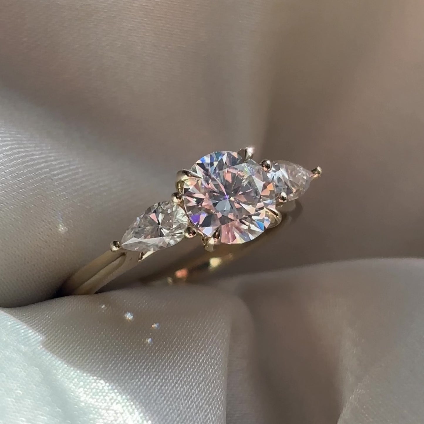 The Florence Ring - 1ct Moissanite Round & Pear Trilogy
